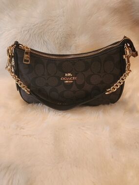 COACH Black Signature Chain Shoulder Bag
